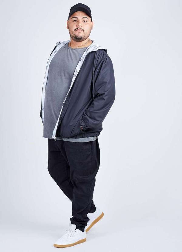 Jaqueta Corta Vento Reversivel Gang Plus Size Masculina Preto Gang