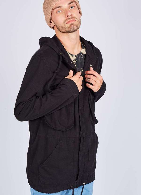 Gang Jaqueta Parka Preta Gang Masculina Preto