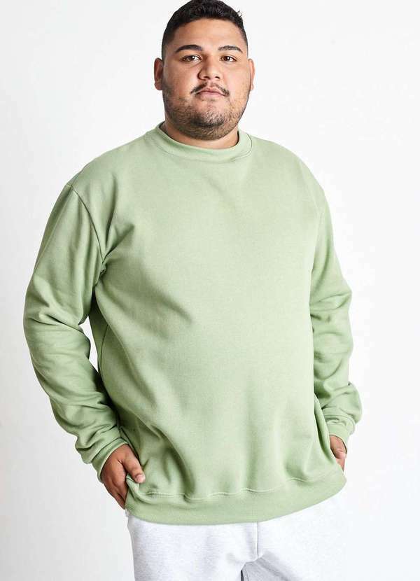 Gang - Moletom Basico Careca Verde Gang Plus Size Masculino Verde