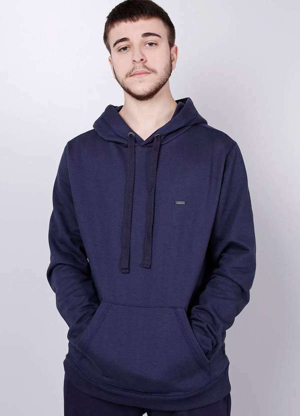 Gang - Moletom Canguru Basico com Capuz Marinho Gang Masculino Azul