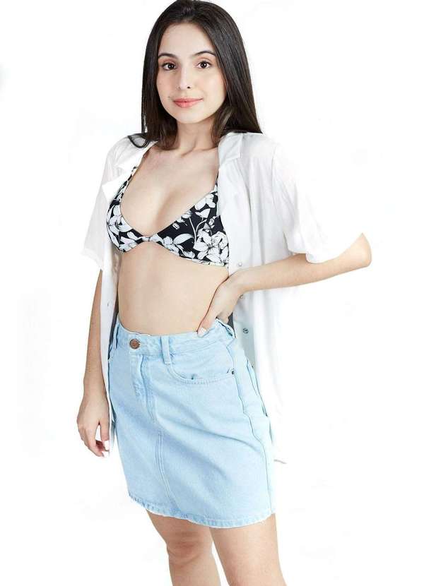 Gang - Biquini Top Floral Gang Feminino Preto