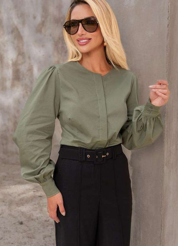 Miss Misses - Blusa Alicia Gola Careca Manga Longa Verde Verde