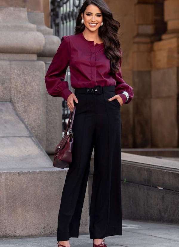 Miss Misses - Blusa Alicia Gola Careca Manga Longa Vinho Roxo 4