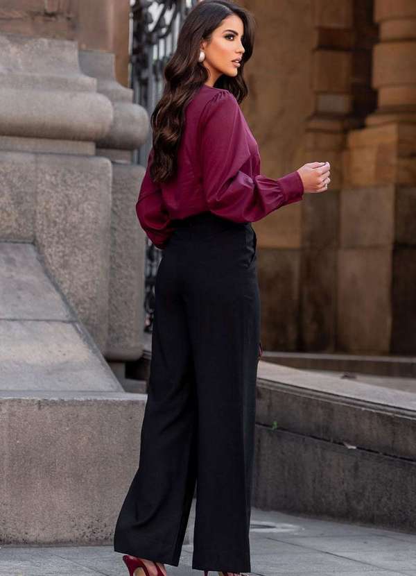 Miss Misses - Blusa Alicia Gola Careca Manga Longa Vinho Roxo 5