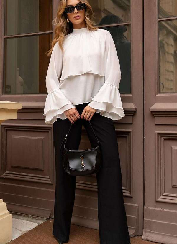 Miss Misses - Blusa Andressa Manga Longa Detalhe Capa Branco 2