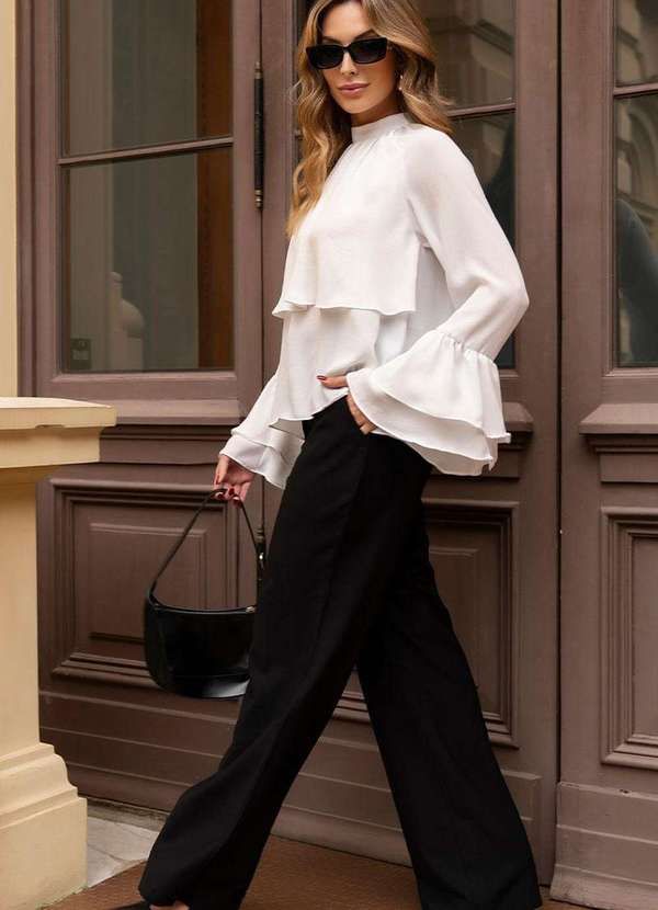 Miss Misses - Blusa Andressa Manga Longa Detalhe Capa Branco 3