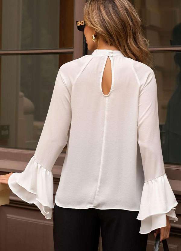 Miss Misses - Blusa Andressa Manga Longa Detalhe Capa Branco 9