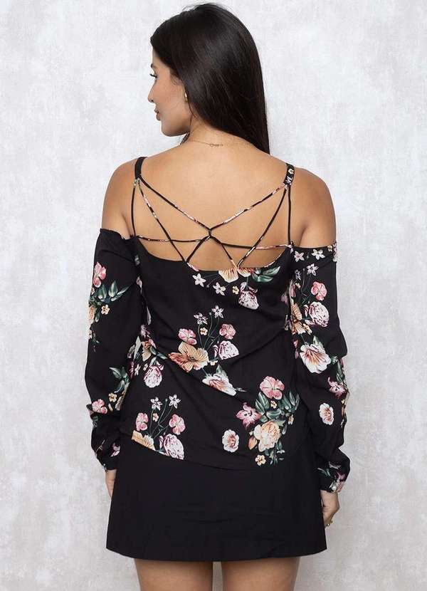 Ave Rara - Blusa Ave Rara Alca Fina Estampado Preto 2