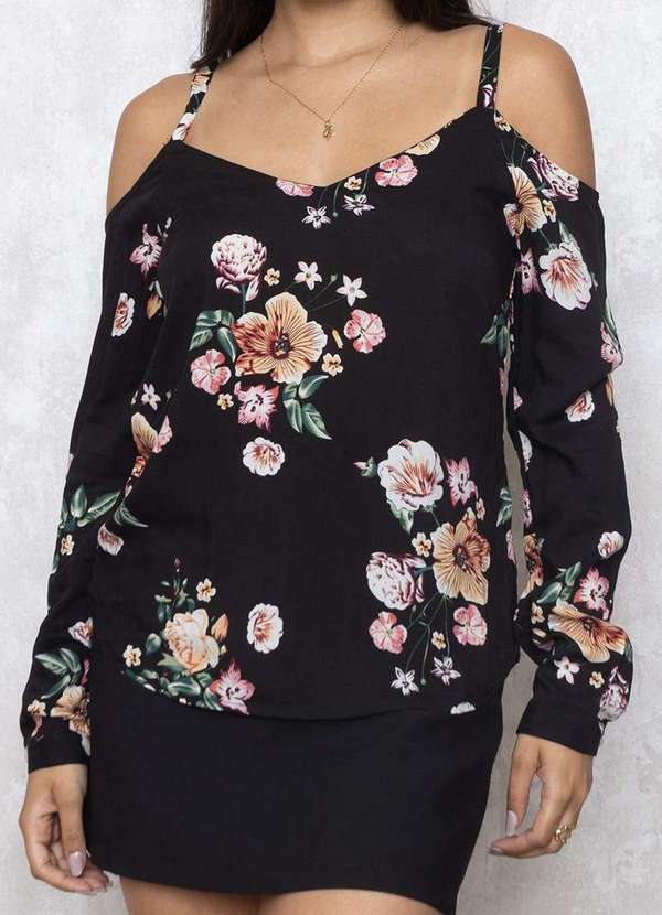 Ave Rara - Blusa Ave Rara Alca Fina Estampado Preto 3