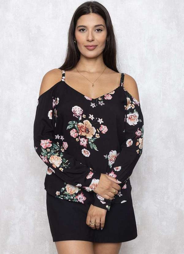 Ave Rara - Blusa Ave Rara Alca Fina Estampado Preto 4