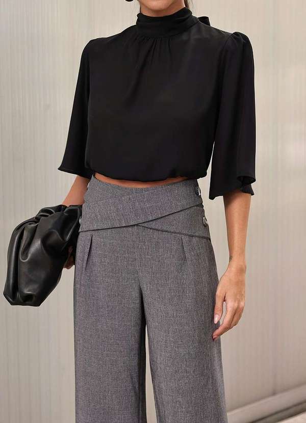 Dot Clothing - Blusa Dot Clothing Barra Elastico Preto