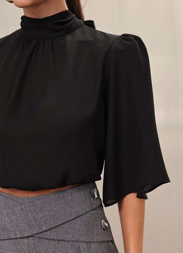 Dot Clothing - Blusa Dot Clothing Barra Elastico Preto 3