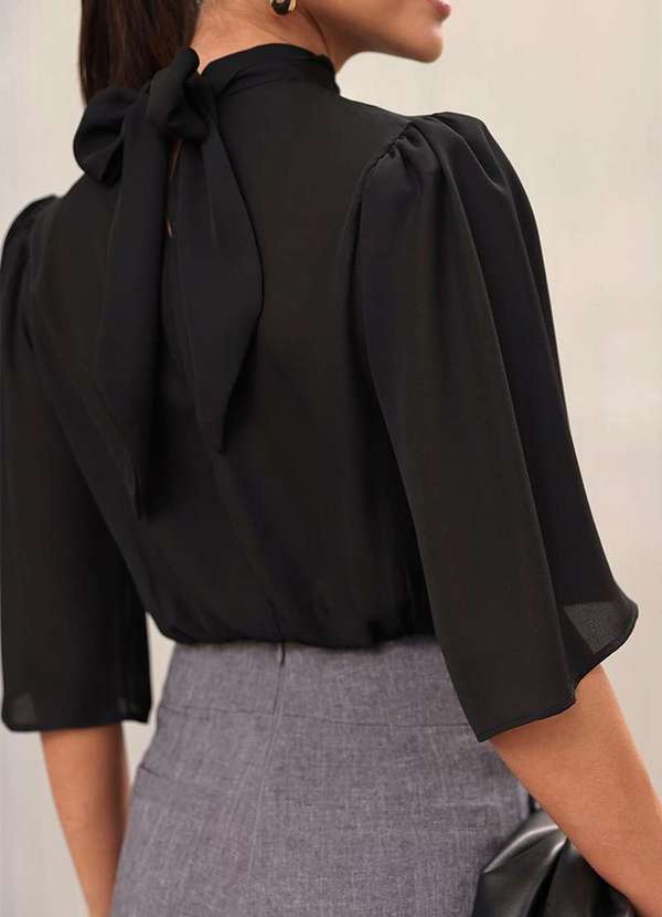 Dot Clothing - Blusa Dot Clothing Barra Elastico Preto 4