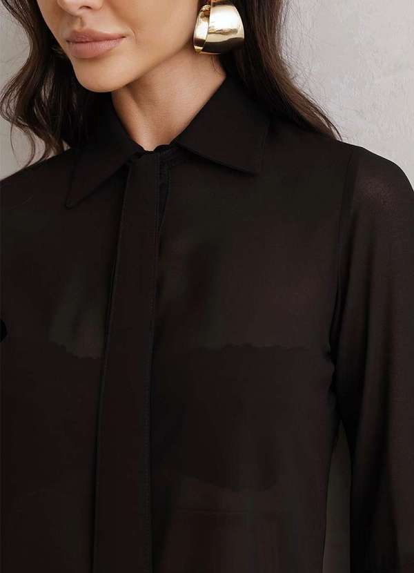 Dot Clothing - Blusa Dot Clothing Manga Babado Preto 3