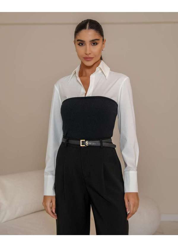 Dot Clothing - Blusa Dot Clothing Manga Longa Preto Preto