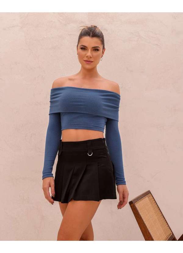 Dot Clothing - Blusa Dot Clothing Ombro a Ombro Azul Azul