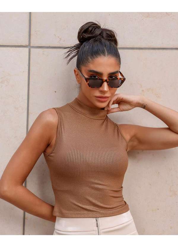 Dot Clothing - Blusa Dot Clothing Regata Marrom Marrom