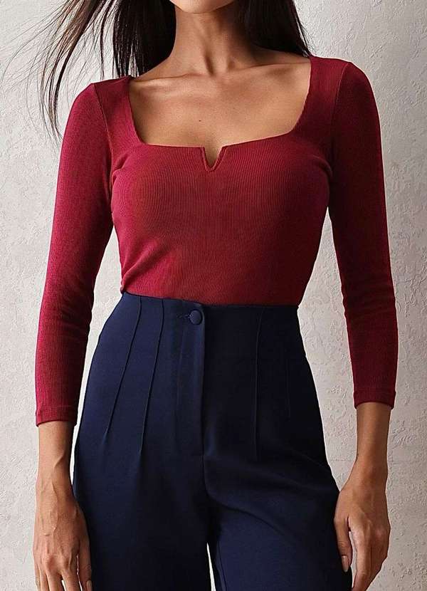 Miss Misses - Blusa Erica Canelado Manga Longa c/ Arco Vermelho 5