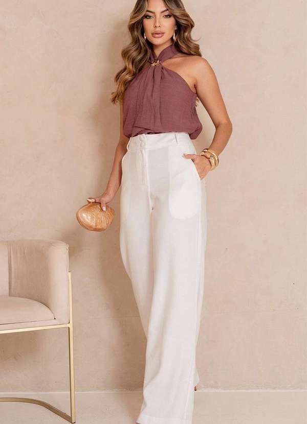 Miss Misses - Blusa Irene C/Detalhe Flor de Metal Roxo 3