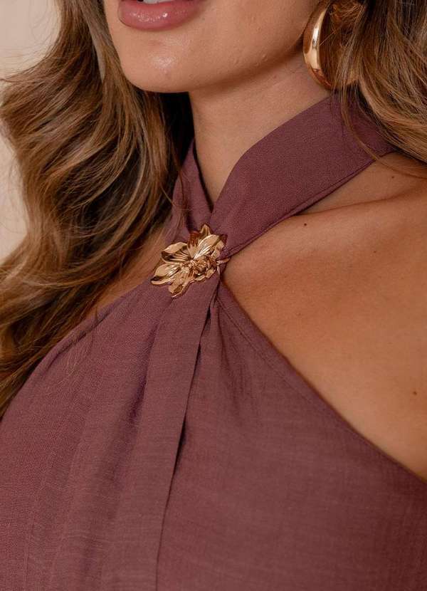 Miss Misses - Blusa Irene C/Detalhe Flor de Metal Roxo 4