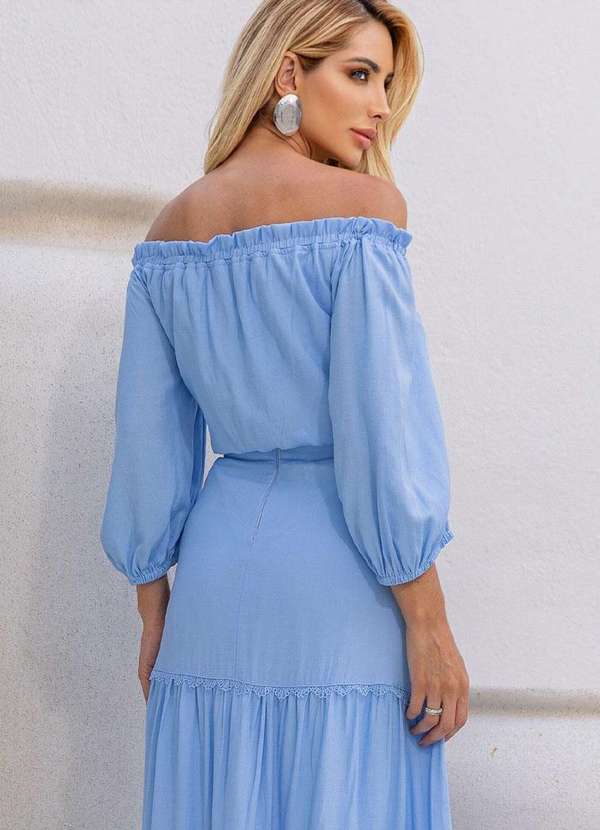 Miss Misses - Blusa Jane Ombro a Ombro Manga Longa Azul 2