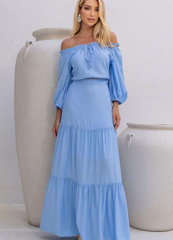 Miss Misses - Blusa Jane Ombro a Ombro Manga Longa Azul 4