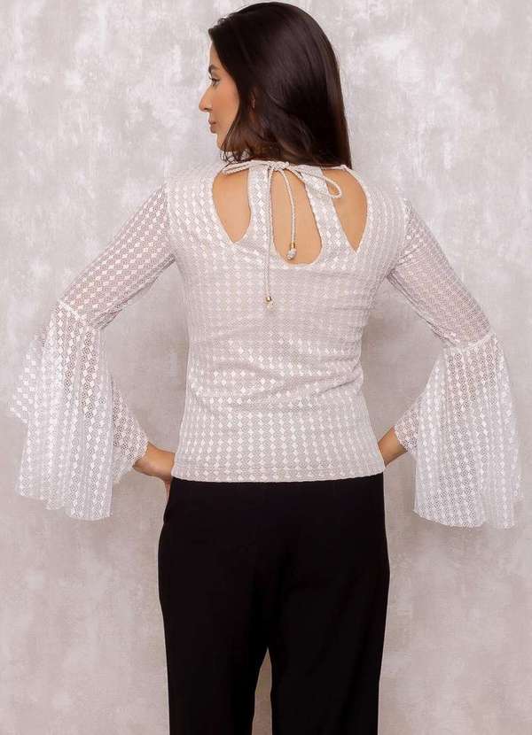 Karmani - Blusa Karmani de Renda Manga Flare Bege 2