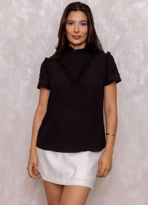 Karmani - Blusa Karmani Detalhe Gripir Preto