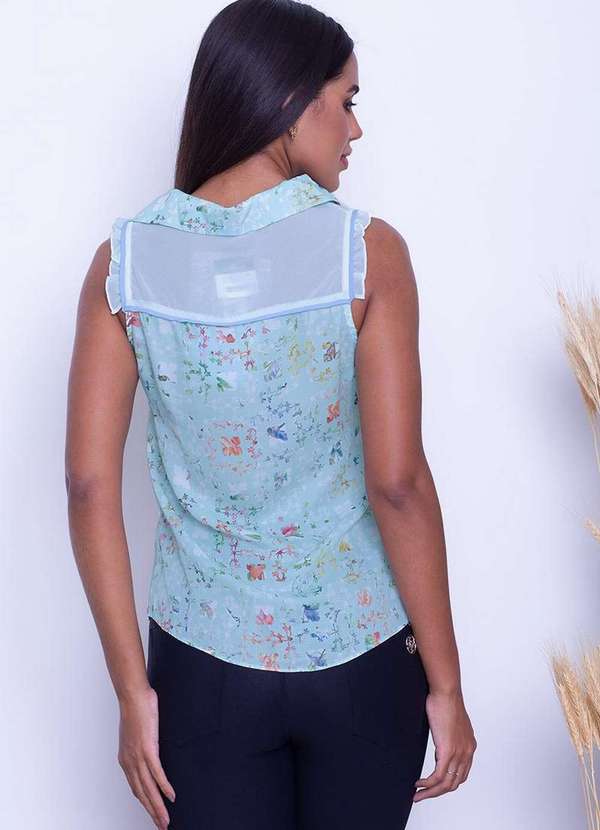 Karmani - Blusa Karmani Laco Frente Estampado Verde 2