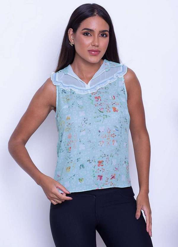 Karmani - Blusa Karmani Laco Frente Estampado Verde 3