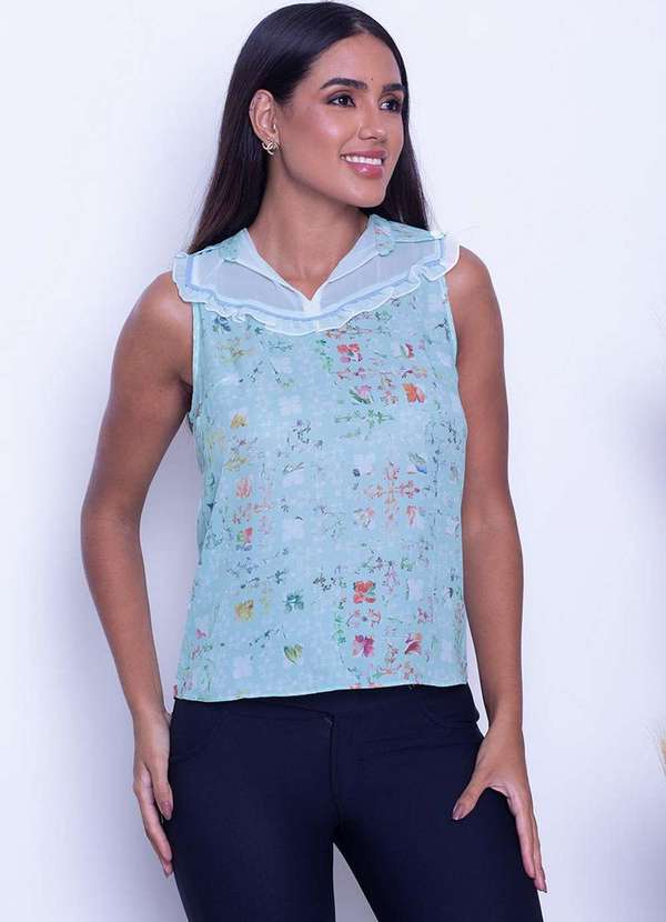 Karmani - Blusa Karmani Laco Frente Estampado Verde 4