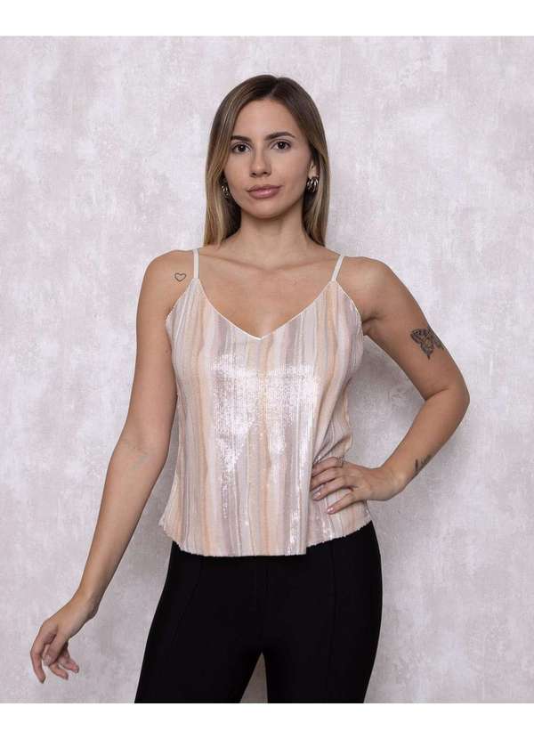 Karmani - Blusa Karmani Paete e Alcinha Bege
