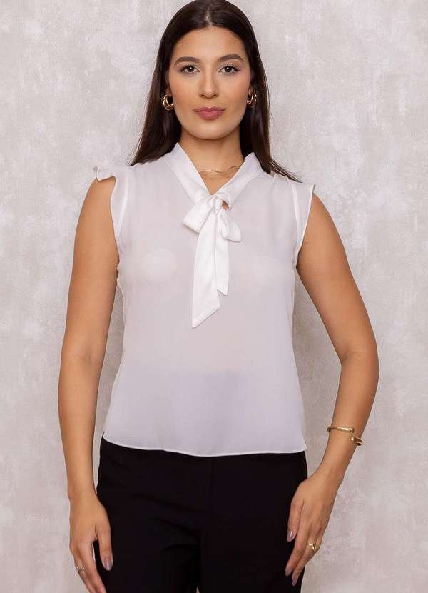 Kesses - Blusa Kesses Manga Babado Branco