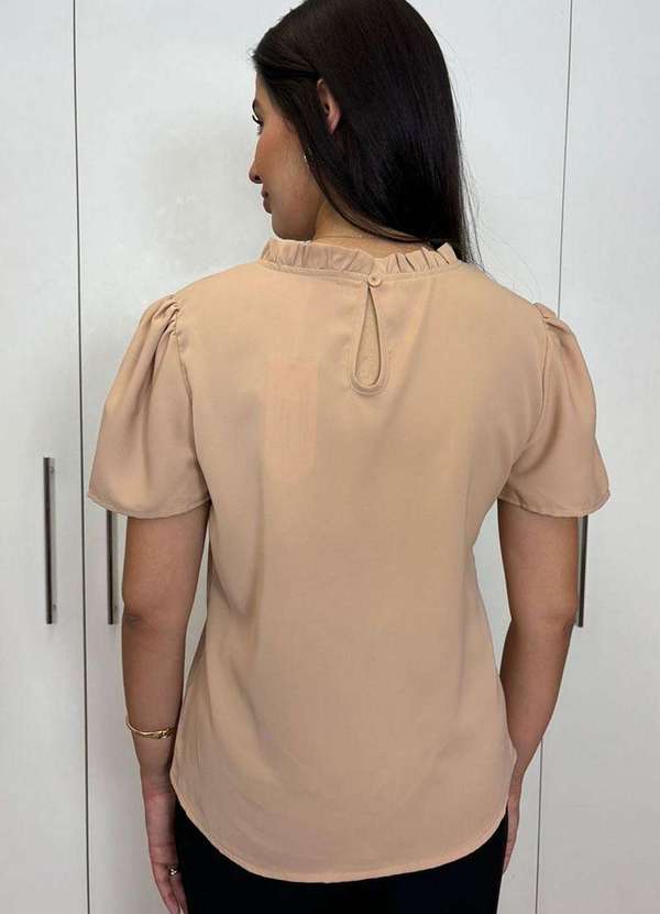 Miss Misses - Blusa Kim Manga Curta com Detalhe Gripir Marrom 2