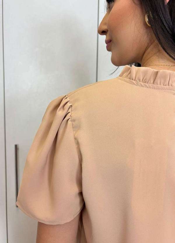 Miss Misses - Blusa Kim Manga Curta com Detalhe Gripir Marrom 5