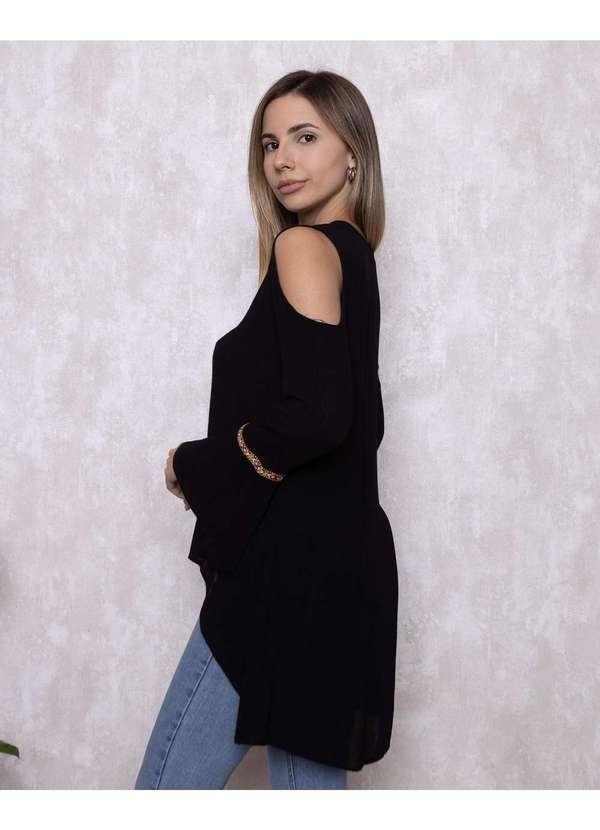 Lady Rock - Blusa Lady Rock Vazada Ombro Preto 2