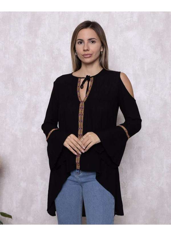 Lady Rock - Blusa Lady Rock Vazada Ombro Preto 3