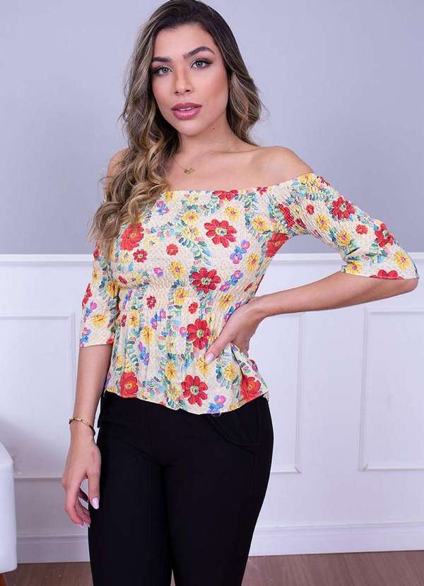 Limone - Blusa Limone Manga 7/8 Estampado Estampado