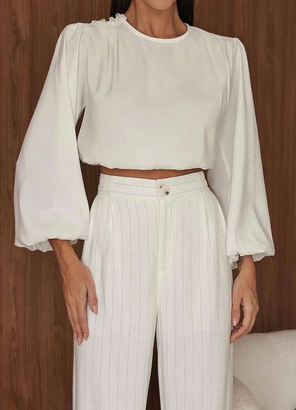 Dot Clothing - Blusa Manga Balone Dot Clothing Branco 4