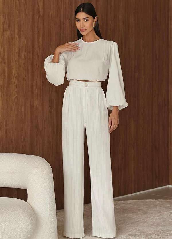 Dot Clothing - Blusa Manga Balone Dot Clothing Branco 5