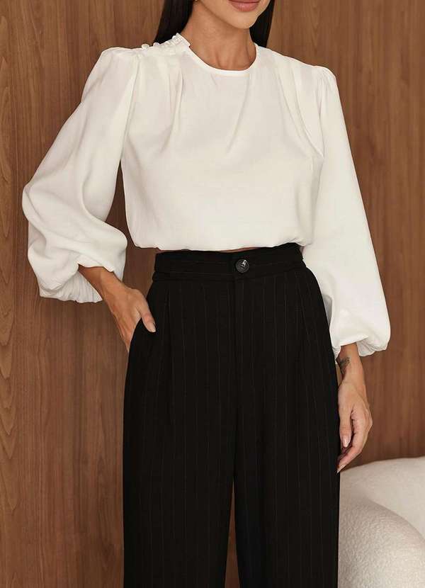 Dot Clothing - Blusa Manga Balone Dot Clothing Branco 7