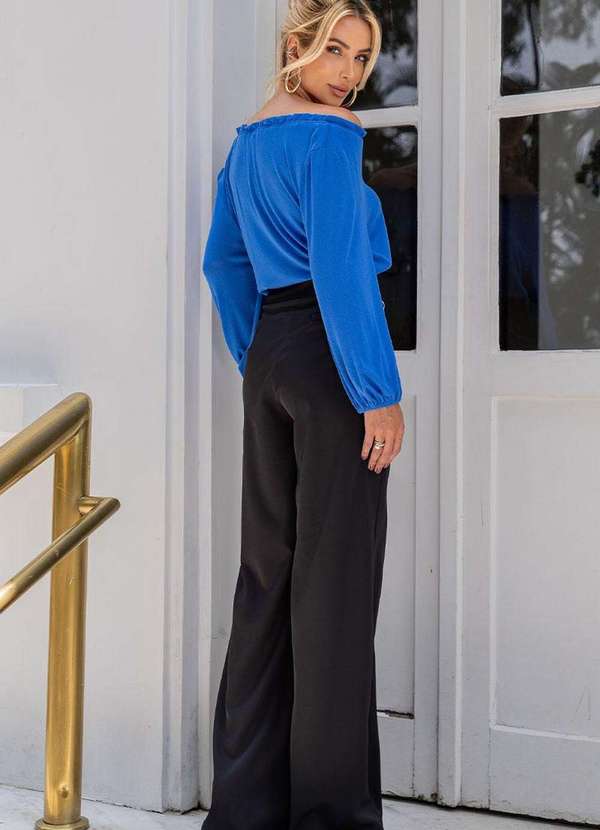 Miss Misses - Blusa Marcia Ombro a Ombro Manga Longa Azul 4