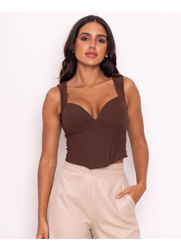 Miss Misses - Blusa Miss Misses com Bojo e Barbatana Marrom Marrom