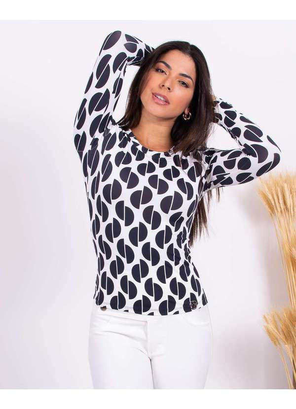 Miss Misses - Blusa Miss Misses Estampa Preta e Branca Preto