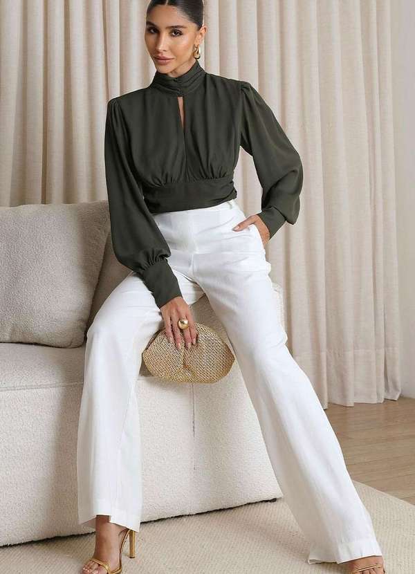 Miss Misses - Blusa Miss Misses Longa Chiffon Verde