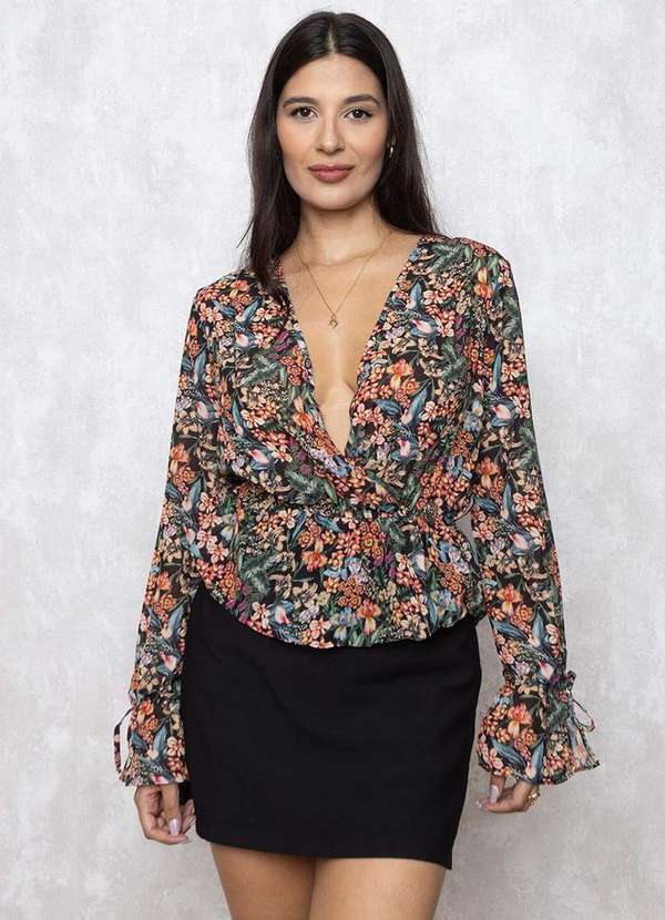 Miss Misses - Blusa Miss Misses Manga Longa Estampado Estampado