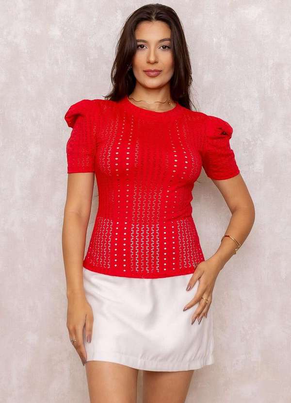 Miss Misses - Blusa Miss Misses Manga Princesa Vermelho