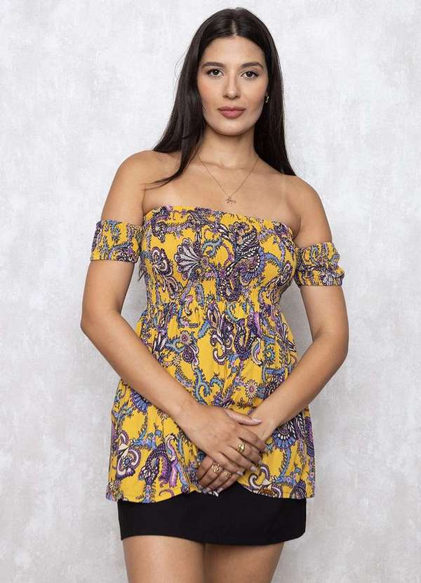 Miss Misses - Blusa Miss Misses Ombro a Ombro Estampado