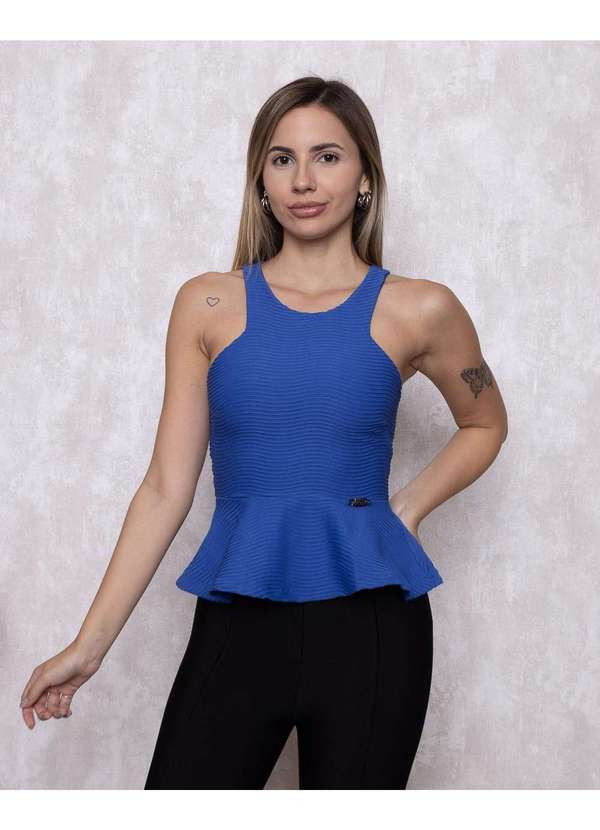 Miss Misses - Blusa Miss Misses Peplum Cavada Azul