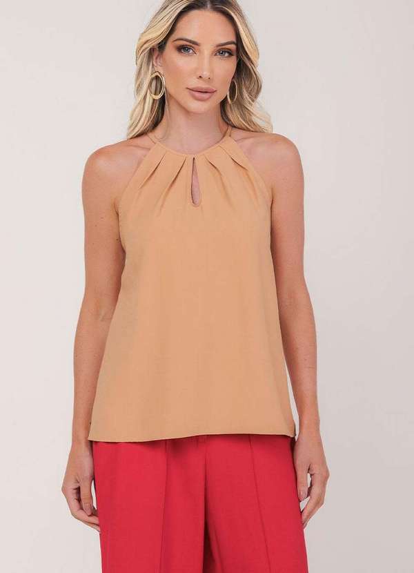 Miss Misses - Blusa Miss Misses Regata c/ Drapeada Bege Bege